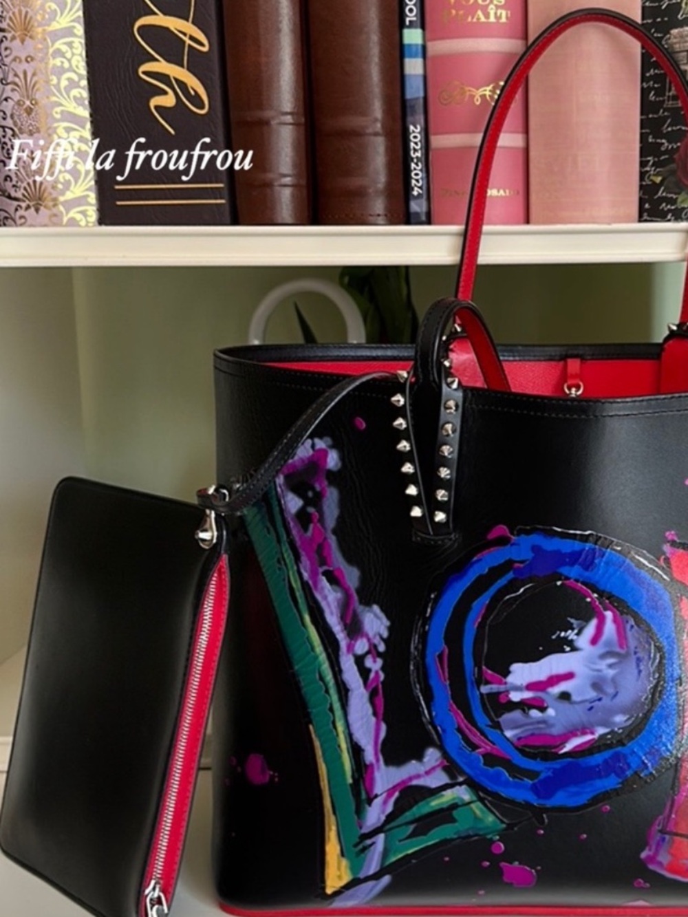 Black Painted 'LOVE' Tote Bag with Pink Trim - Picture 8 of 10